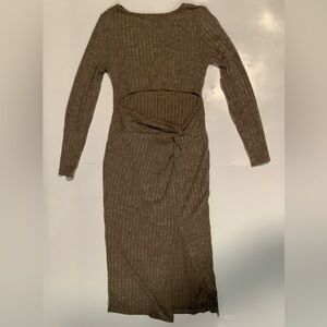 SHEIN Brown Long Sleeve Knit Dress